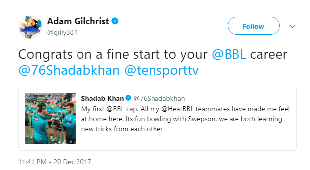 Adam Gilchrist - Shadab Khan